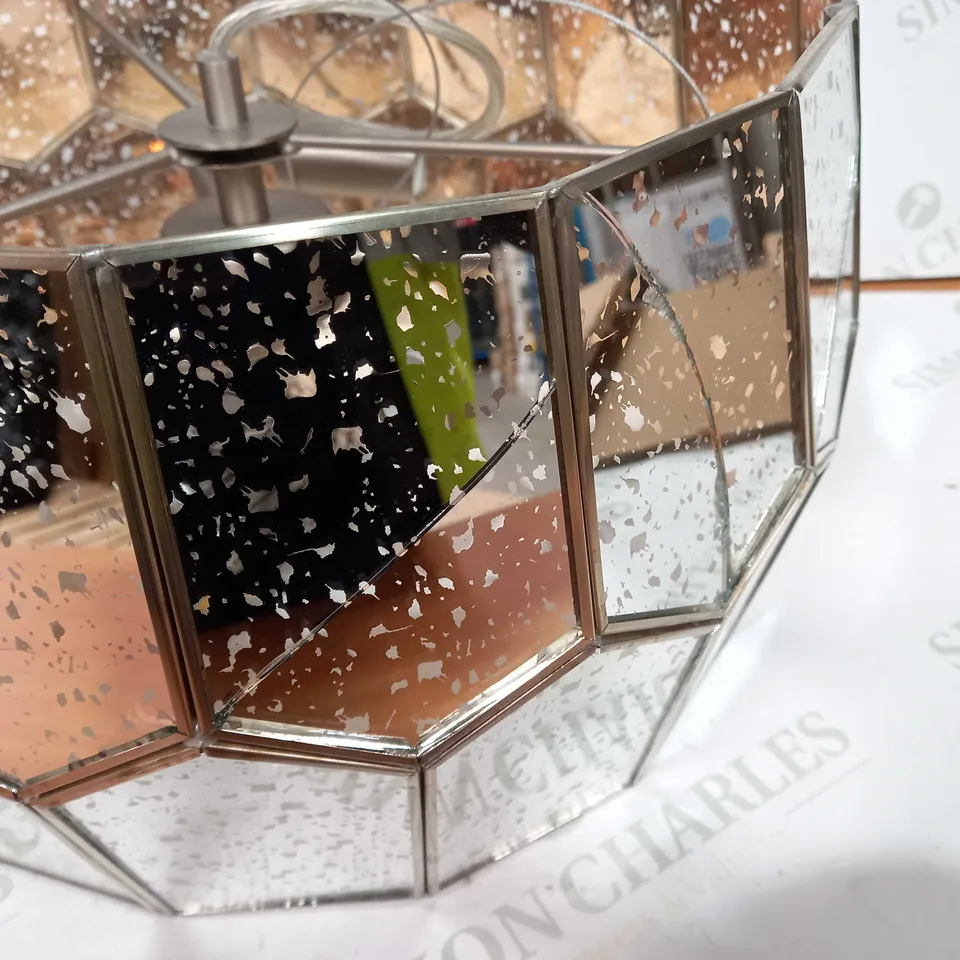 JOHN LEWIS ROMY MIRRORED GLASS PENTAGON CEILING LIGHT, STAINLESS STEEL