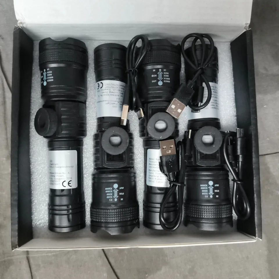 BOXED UNBRANDED SET OF 4 ULTRA LONG RANGE STRONG LIGHT FLASHLIGHTS