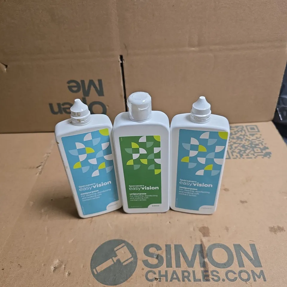 TOTE OF APPROXIMATELY 25 ASSORTED CONTACT LENS CLEANING PRODUCTS TO INCLUDE SPECSAVERS EASY VISION ETC