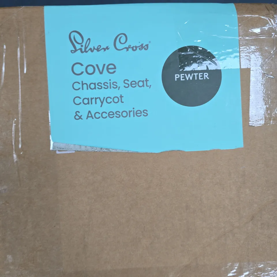 SILVER CROSS COVE CHASSIS, SEAT, CARRYCOT & ACCESSORIES – PEWTER