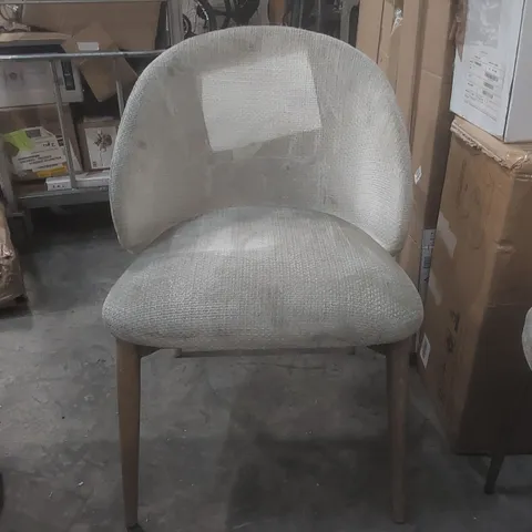 DESIGNER FABRIC UPHOLSTERED DINING CHAIR WITH WOODEN LEGS