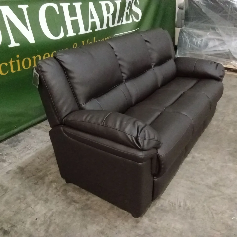 ALBION LUXURY FAUX LEATHER HIGH BACK 3 SEATER SOFA - CHOCOLATE RRP £599