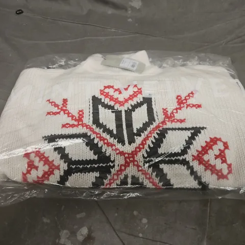 MINT VELVET BIG SKY IVORY STITCHY FAIRISLE JUMPER – WOMEN’S UK SIZE L