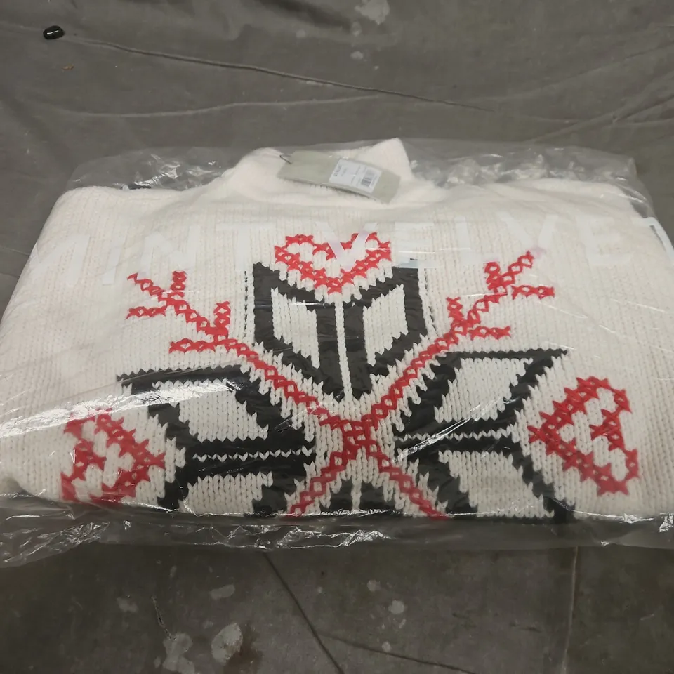 MINT VELVET BIG SKY IVORY STITCHY FAIRISLE JUMPER – WOMEN’S UK SIZE L