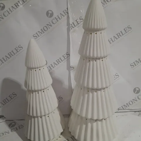 KELLY HOPPEN SET OF 2 LARGE CERAMIC LIGHT UP ORNAMENTS