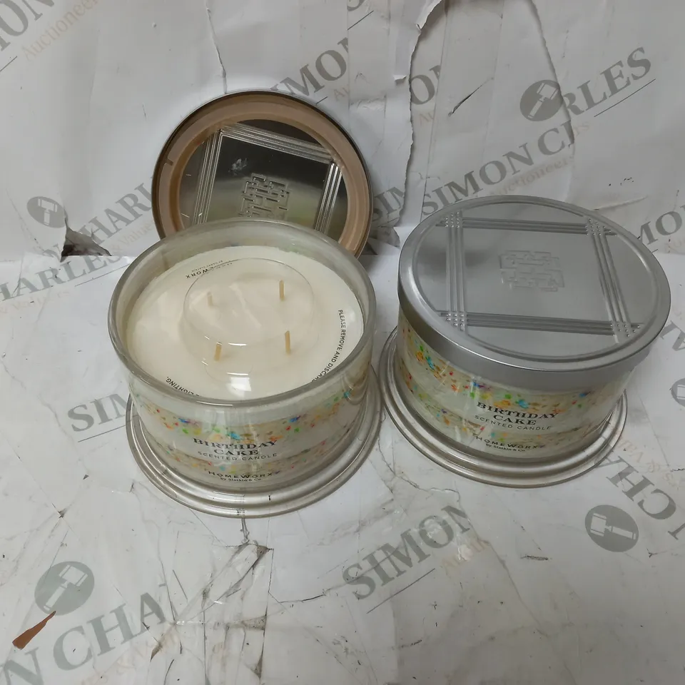 HOMEWORX SET OF 2 BIRTHDAY CAK SCENTED CANDLES 