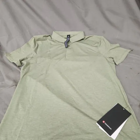LULULEMON EVOLUTION SHORT-SLEEVE POLO – MEN'S, HEATHERED BAY LEAF, SIZE L