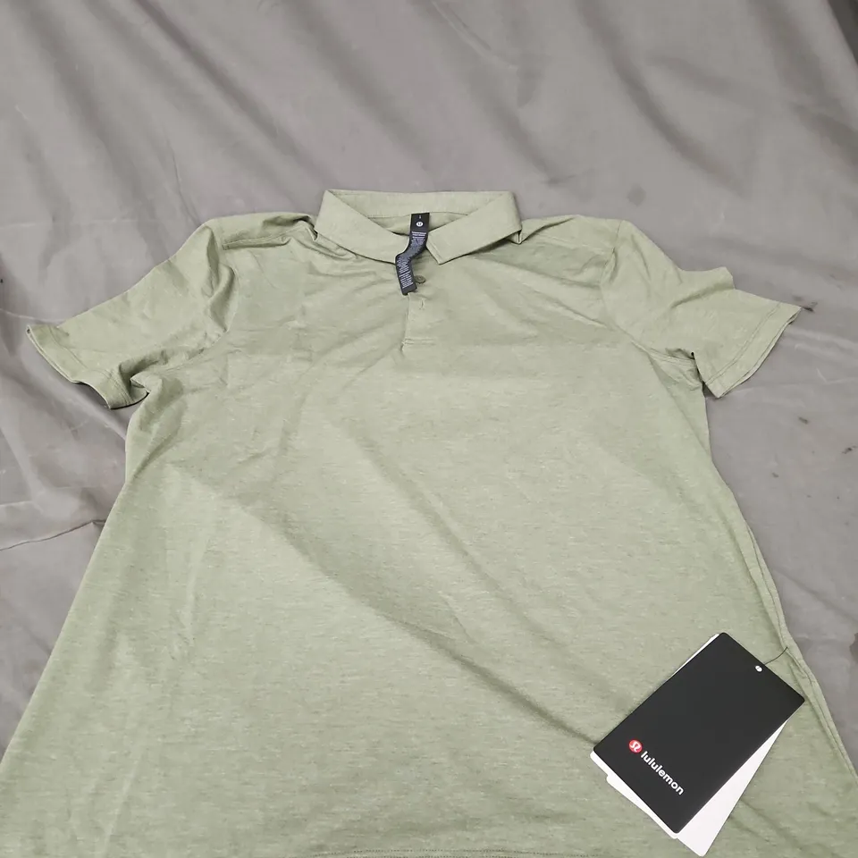 LULULEMON EVOLUTION SHORT-SLEEVE POLO – MEN'S, HEATHERED BAY LEAF, SIZE L