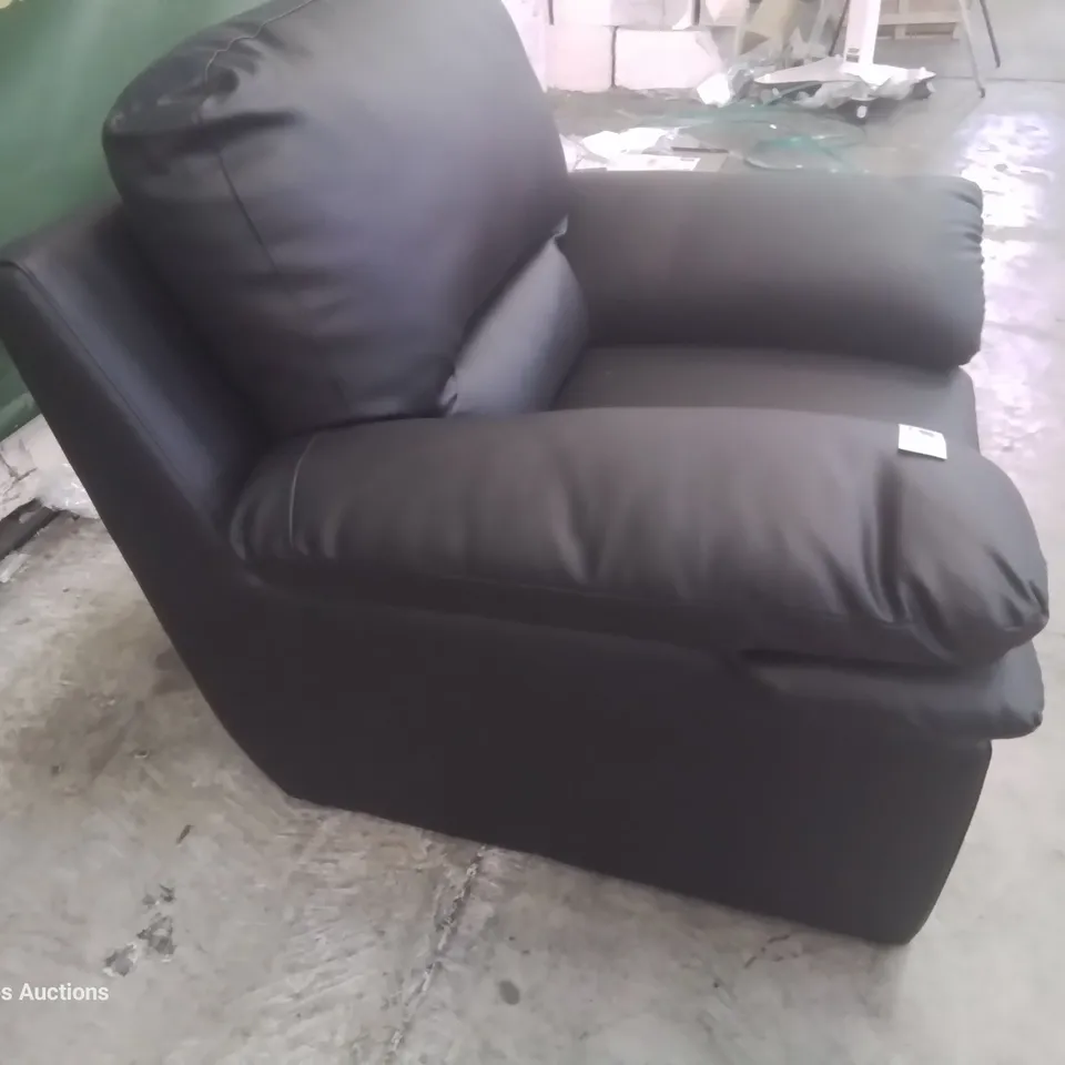 DESIGNER EASY CHAIR BLACK FAUX LEATHER 