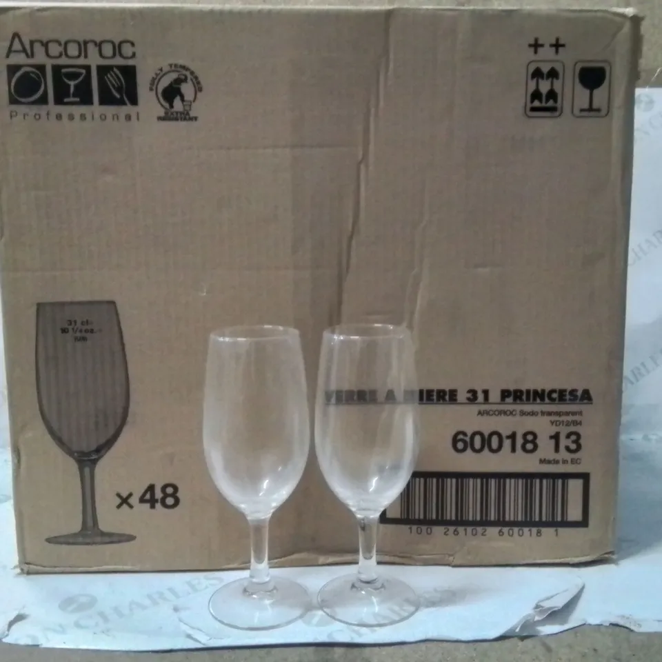 BOXED ARCOROC VERRE PRINCESA WINE GLASSES SET OF 48