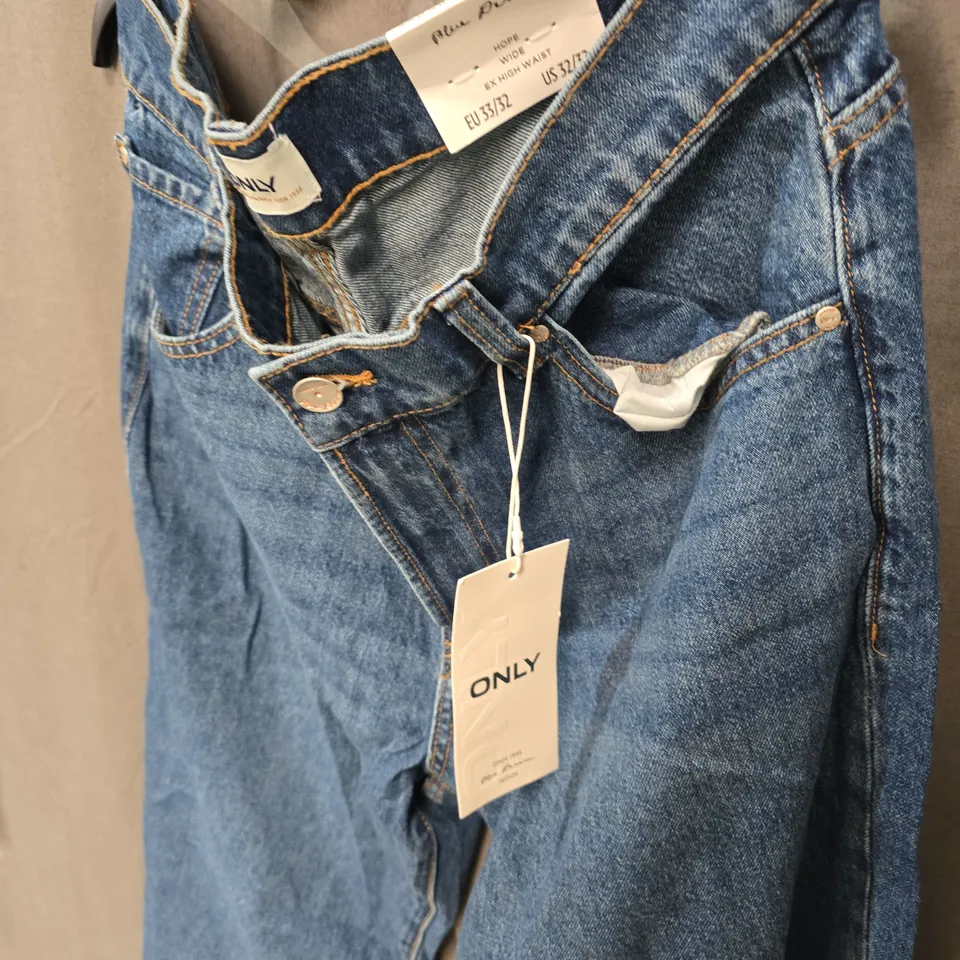 ONLY WOMEN'S BLUE DENIM JEANS – HIGH WAIST, UK 14 (US 32, EU 33)