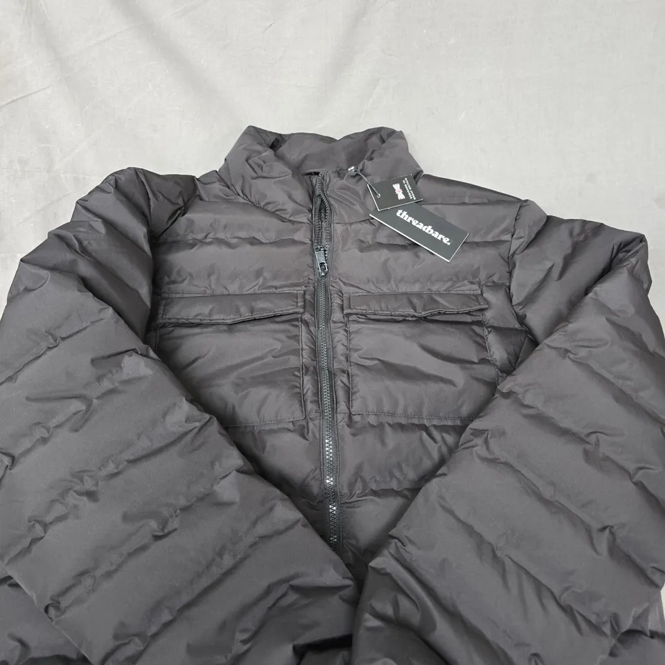 THREADBARE MEN'S PUFFER JACKET – BLACK, LARGE