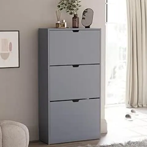 BOXED VIDA 3 DRAWER SHOE CABINET - GREY (1 BOX)