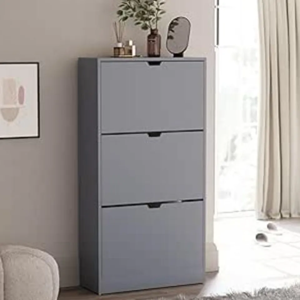 BOXED VIDA 3 DRAWER SHOE CABINET - GREY (1 BOX)