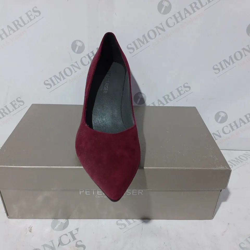 BOXED OUTLET PETER KAISER NAJA SLIP-ON HEELED COURT SHOES IN WINE COLOUR SIZE 6