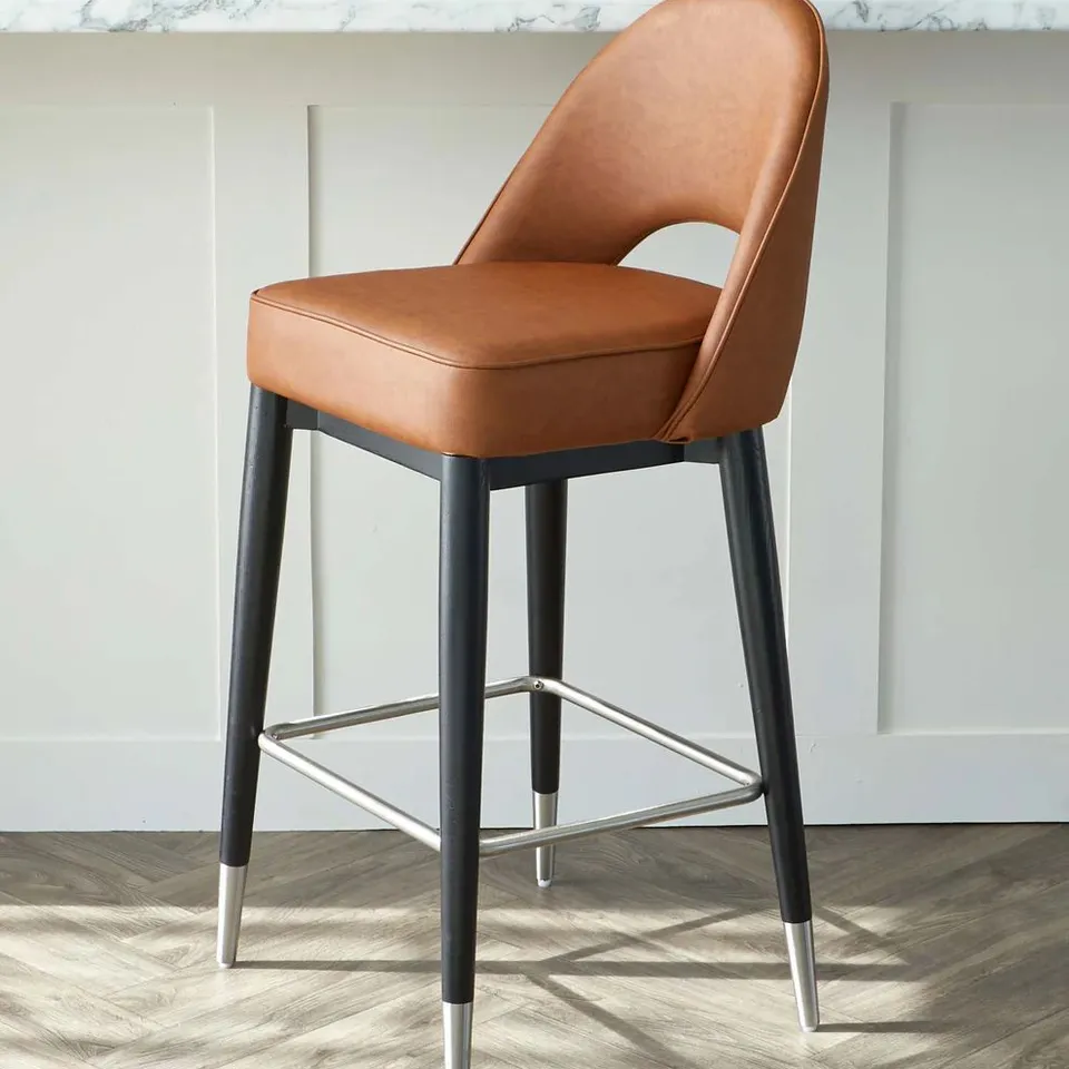 BOXED DANETTI CLOVER TAN FAUX LEATHER BAR STOOL