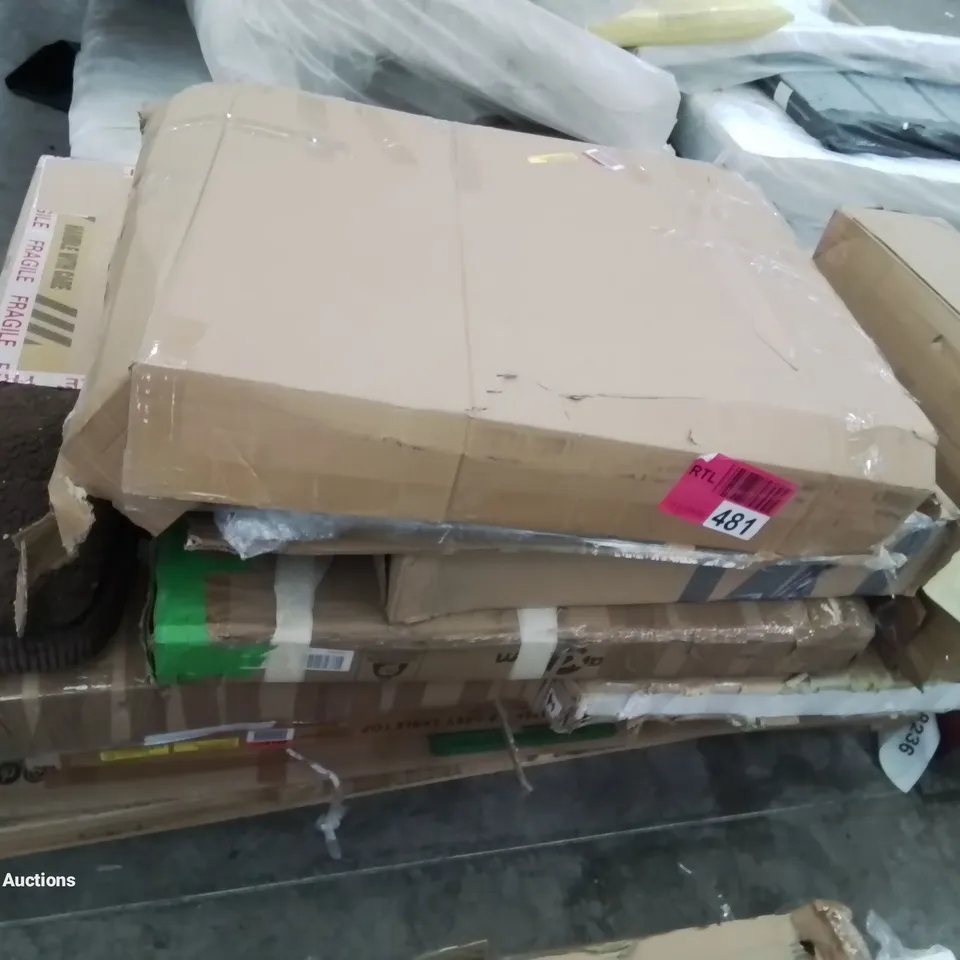 PALLET OF BEDROOM/DINING ROOM FURNITURE PARTS ETC.