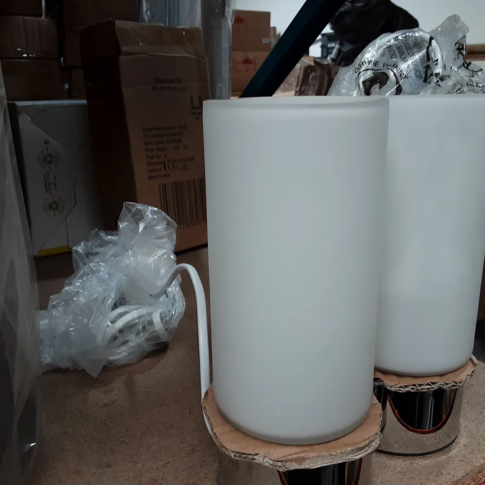 SET OF 2 DESK LAMPS, CERAMIC TUBES, WHITE