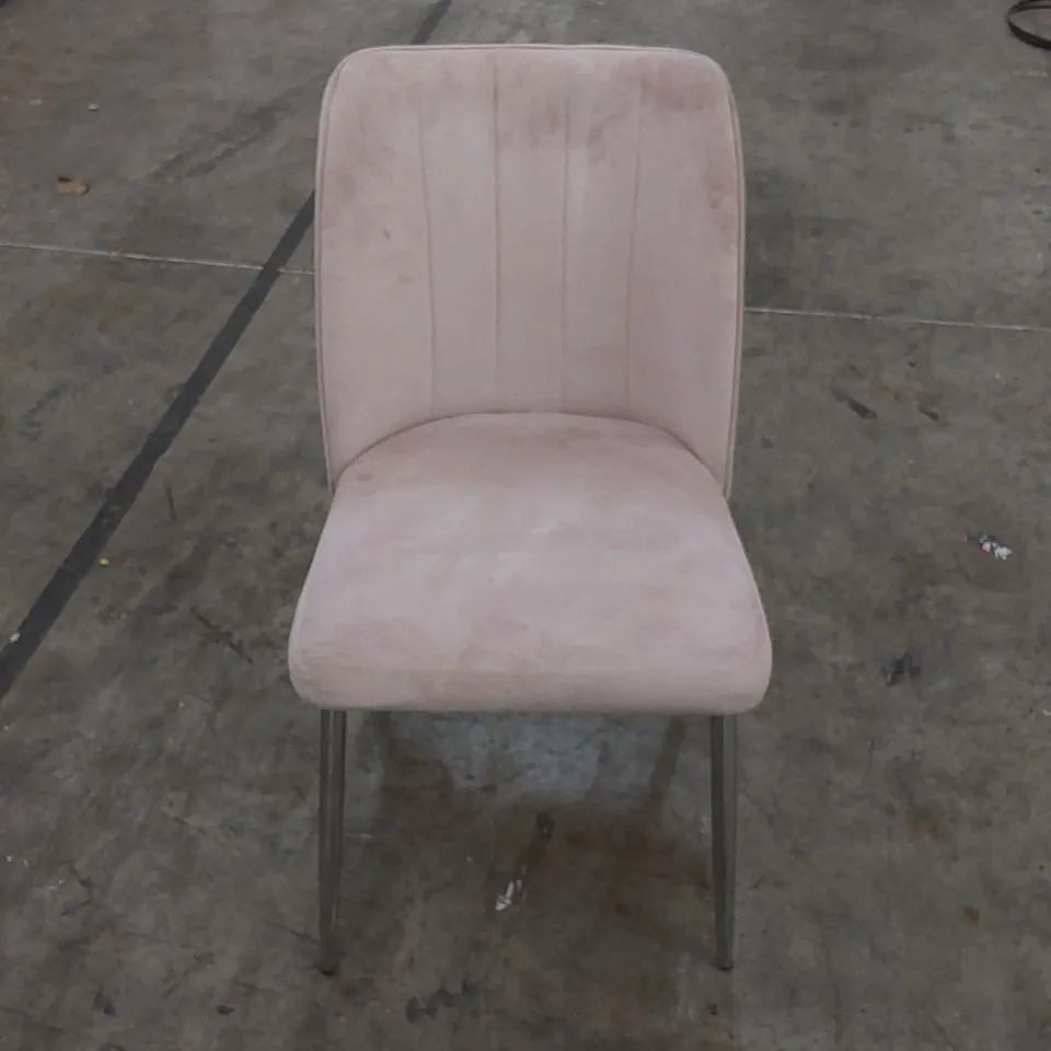 DESIGNER UPHOLSTERED PINK FABRIC DINING CHAIR 