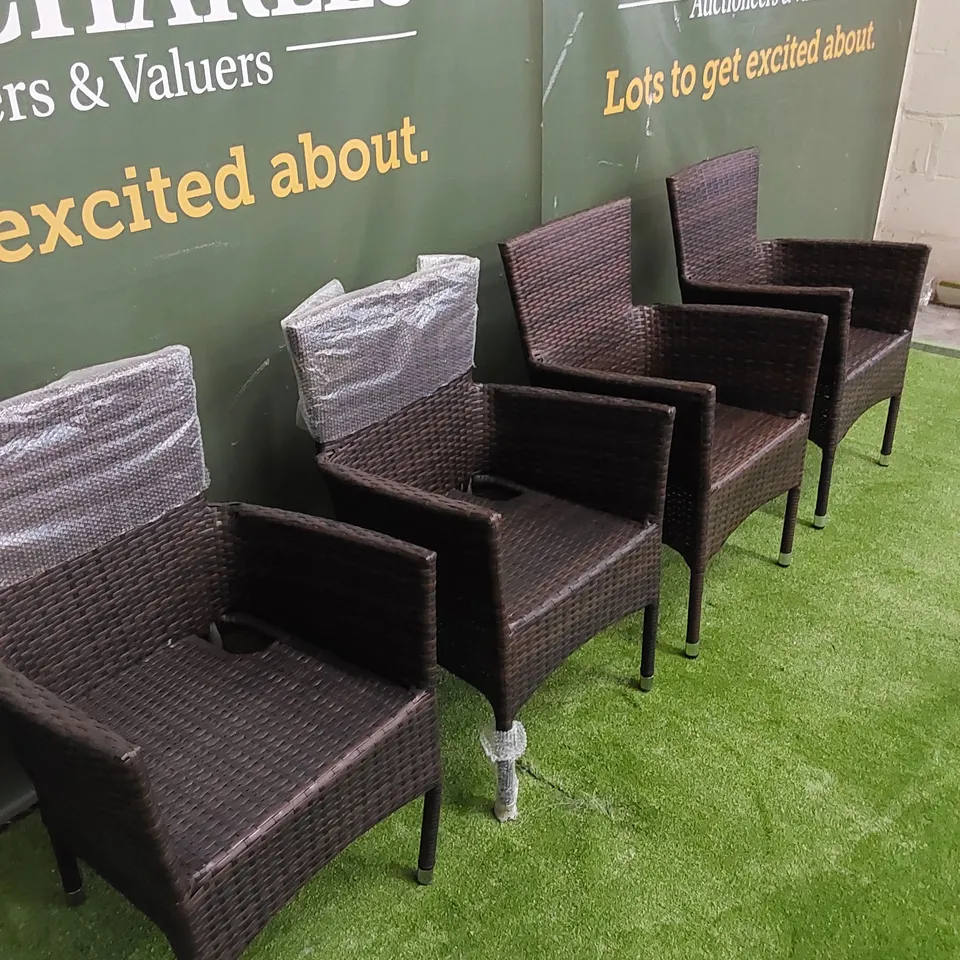SET OF 4 CHOCOLATE MIX RATTAN CHAIRS