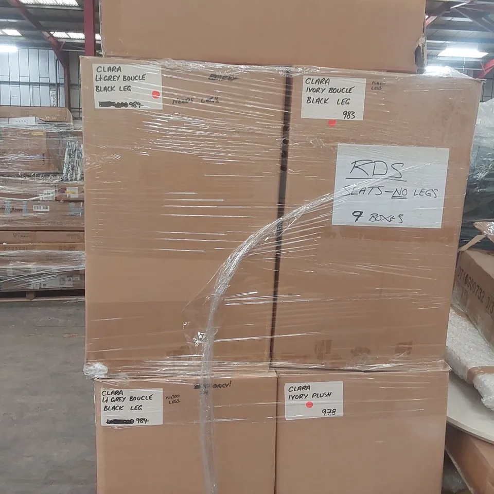 PALLET CONTAINING A VERY LARGE QUANTITY OF ASSORTED DESIGNER CHAIR PARTS - SEATS ONLY, NO LEGS