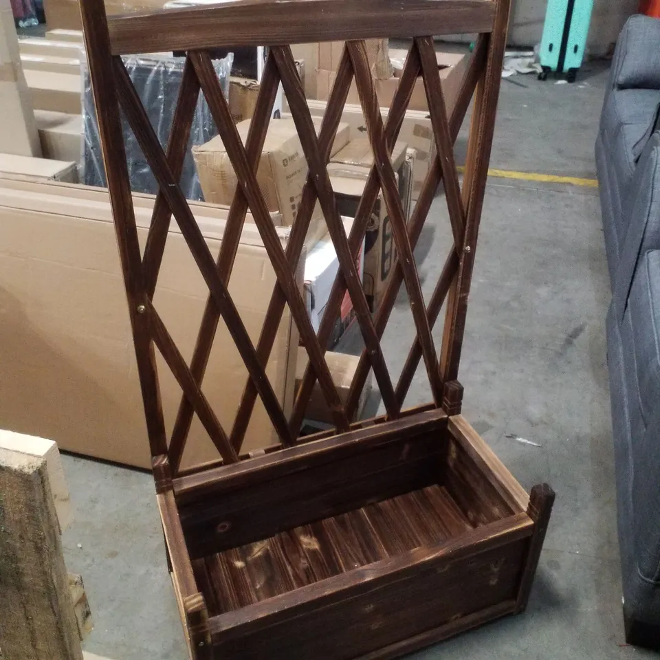 RUSTIC WOOD SOLID GARDEN RAISED BED WITH TRELLIS PLANTER BOX