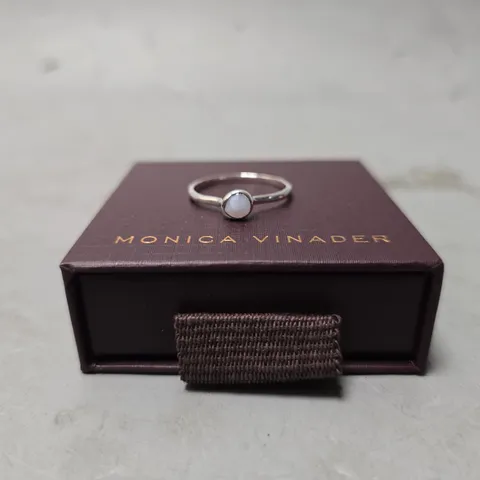 BOXED MONICA VINADER WHITE STONE RING - SIZE UNSPECIFIED