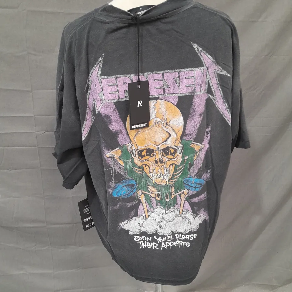 REPRESENT METALLICA JUSTICE TSHIRT IN STAINED BLACK SIZE M
