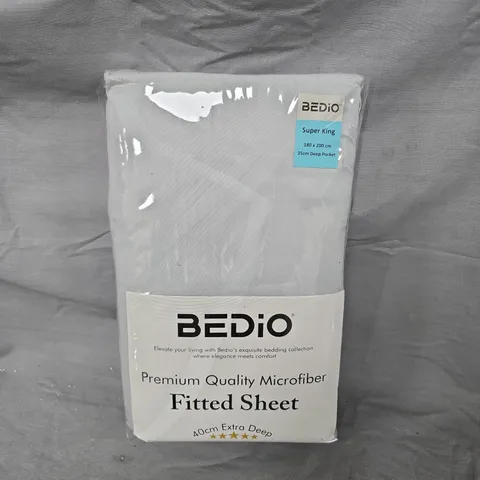 BEDIO PREMIUM QUALITY MICROFIBRE FITTED SHEET IN GREY - SUPER KING)