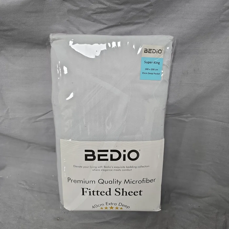 BEDIO PREMIUM QUALITY MICROFIBRE FITTED SHEET IN GREY - SUPER KING)