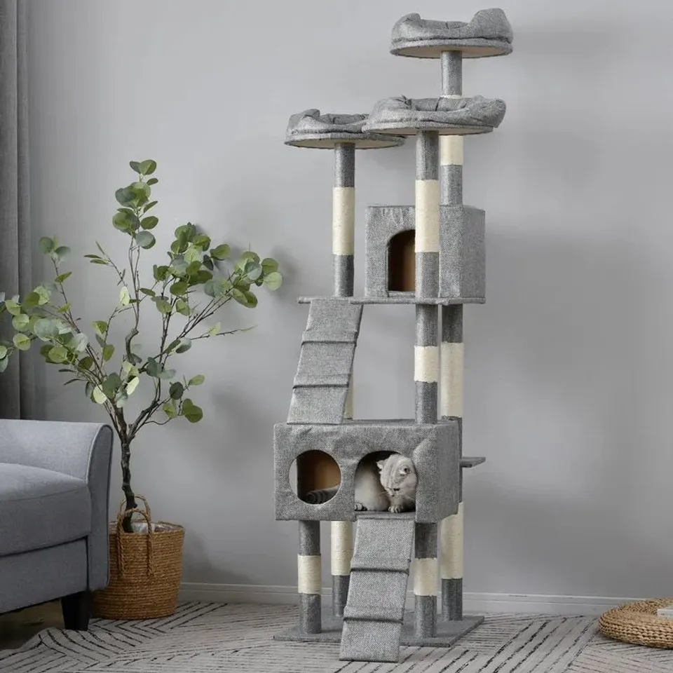 BOXED 175 CM ISSLEIB CAT TREE IN LIGHT GREY 
