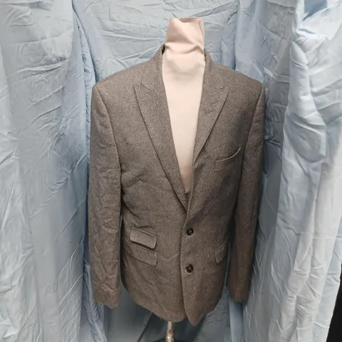 MOSS LONDON MEN’S SLIM FIT TWEED BLAZER – GREY 