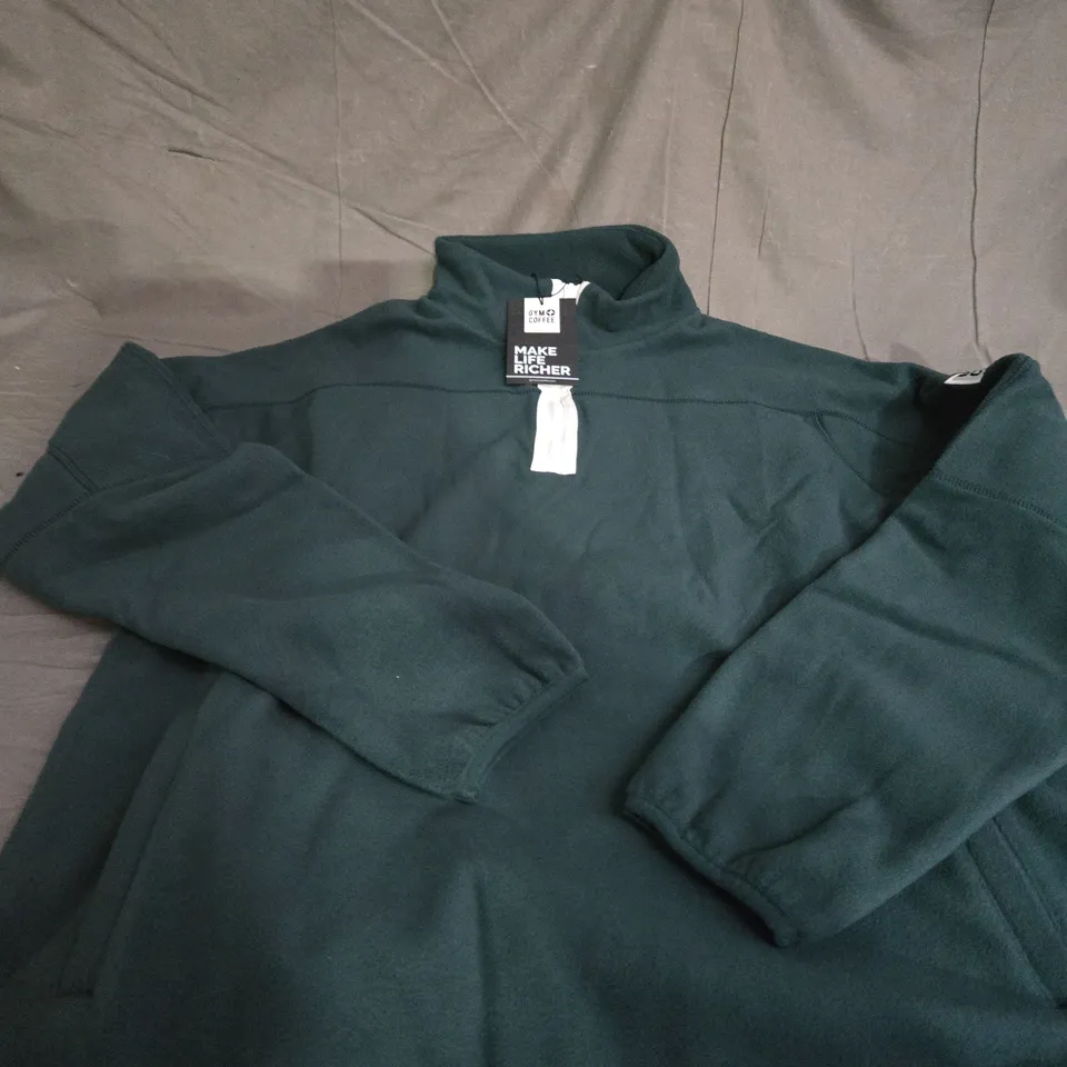 GYM + COFFEE HALF ZIP POLAR FLEECE SIZE L 