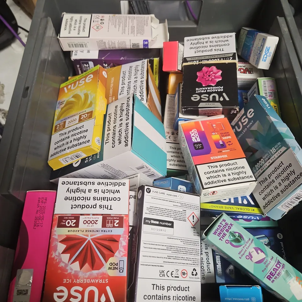 LOT OF APPROXIMATELY 20 ASSORTED ELECTRONIC CIGARETTE ITEMS TO INCLUDE VUSE PODS, ELFBAR PODS AND IVG PRO PODS