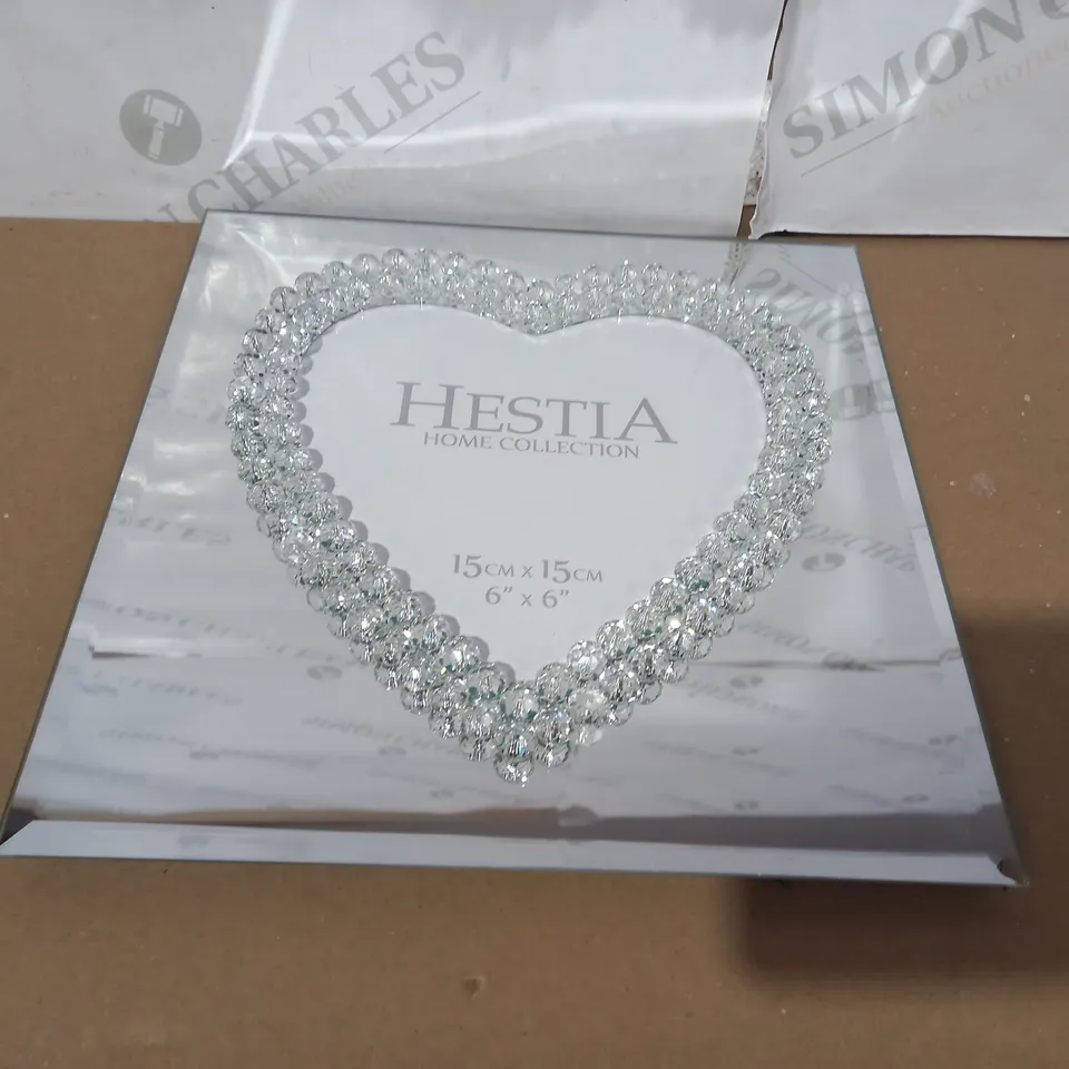 MIRROR GLASS CRYSTAL HEART PHOTO FRAME RRP £42