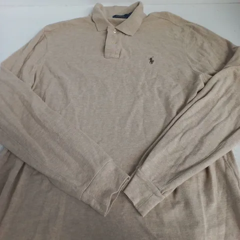 POLO RALPH LAUREN BEIGE LONG-SLEEVE POLO SHIRT - SLIM FIT - XL