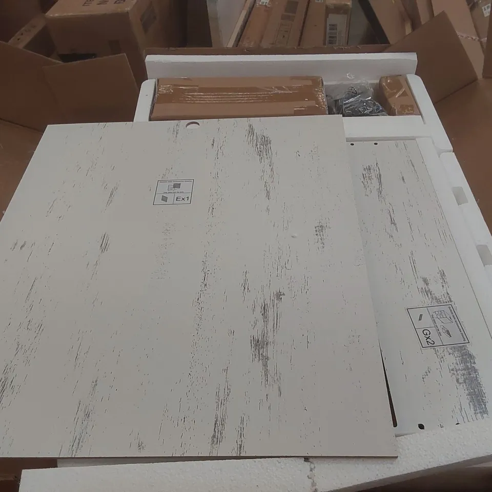 BOXED WOODEN BEDSIDE TABLE WITH CHARGING STATION - WHITE