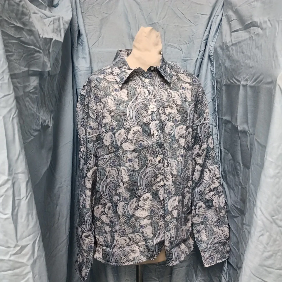 JAMES MEADE LUCIA BLOUSE – WOMEN'S BLUE FLORAL PRINT, UK SIZE 18