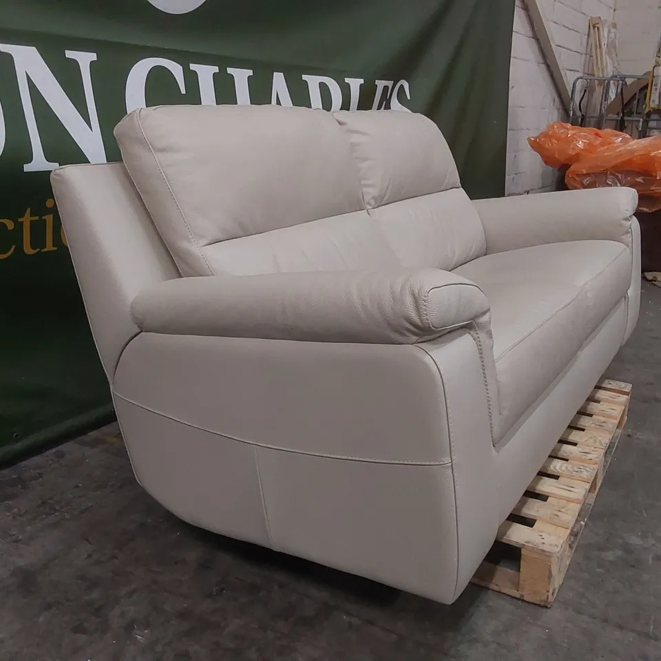 QUALITY DESIGNER ITALIAN LEATHER 3 SEATER SOFA IN DOVE COLOUR