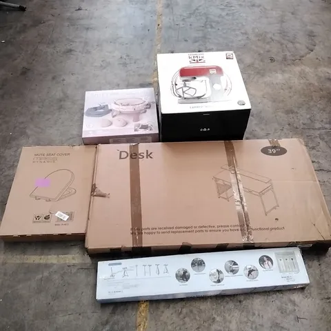PALLET OF ASSORTED ITEMS TO INCLUDE: KENWOOD MIXER, DESK, KNITTING MACHINE, TOILET SEAT, MULTIFUNCTIONAL CRUTCH ECT