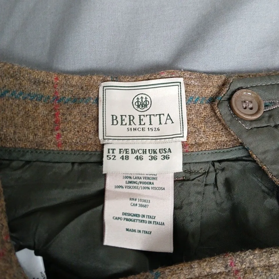 BERETTA WOOL CROPPED TROUSERS – PLAID TWEED, UK 36 (EU 46), MADE IN ITALY