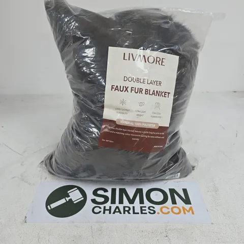 LIVMORE DOUBLE LAYER FAUX FUR BLANKET IN BROWN