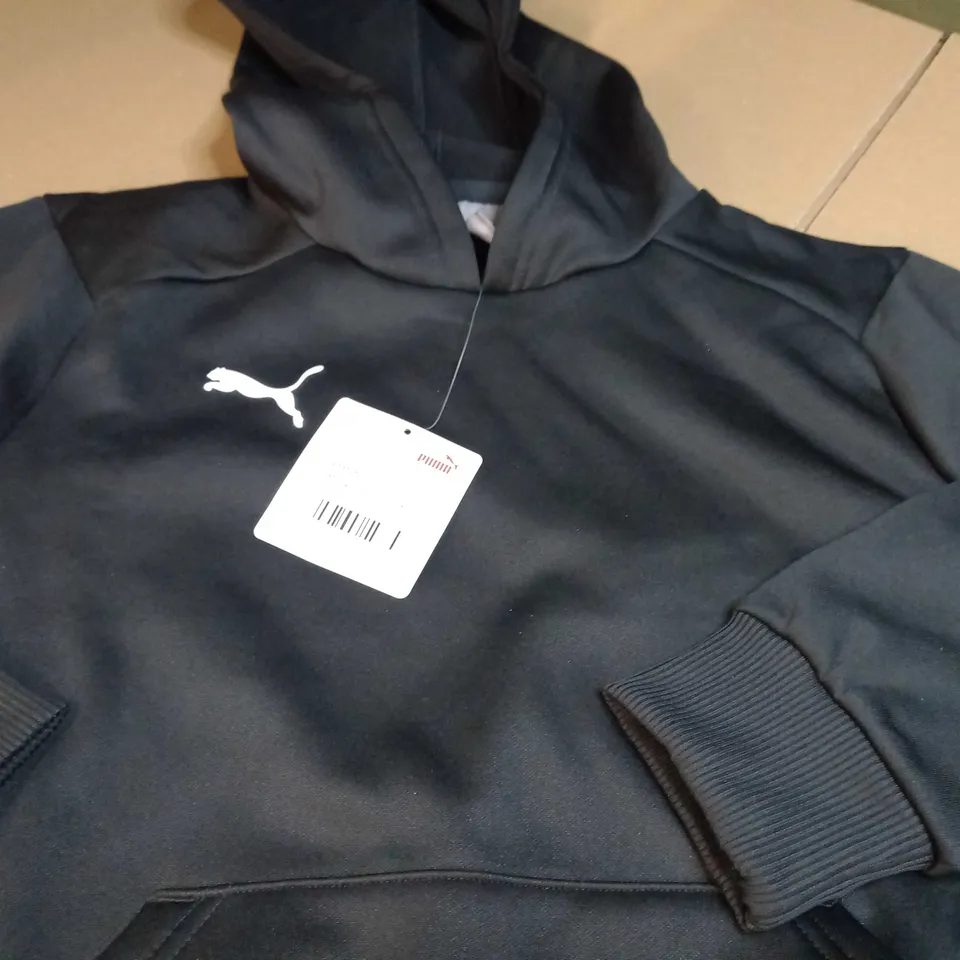 PUMA BLACK/LOGO JNR CASUAL HOODIE - AGE 9/10YR