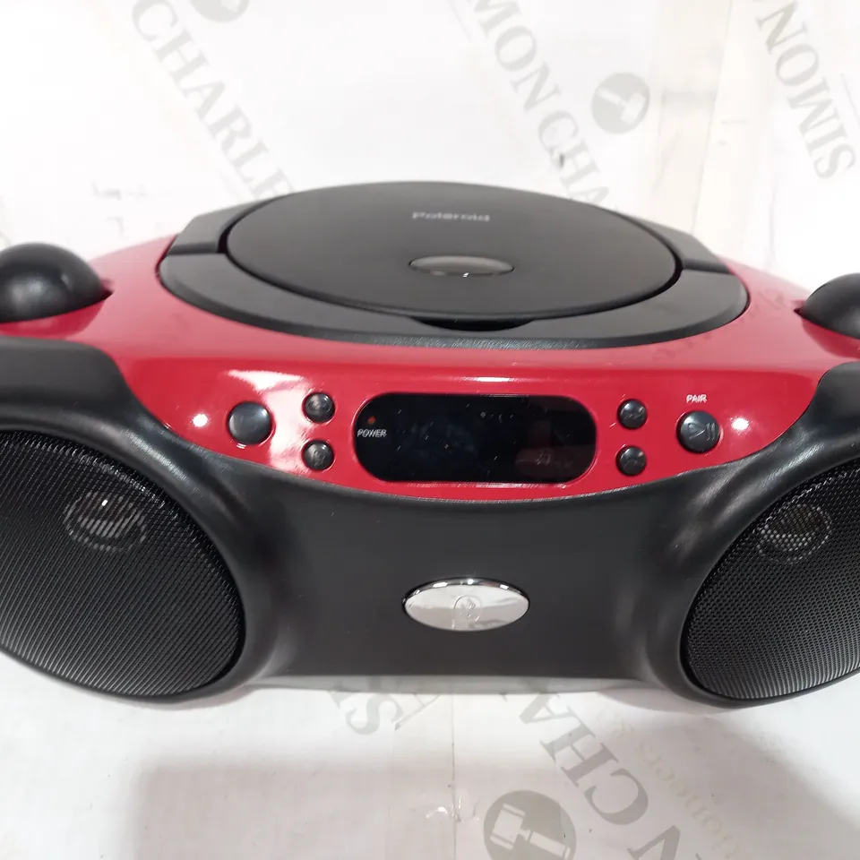 POLAROID BLUETOOTH CD BOOMBOX BLACK/RED