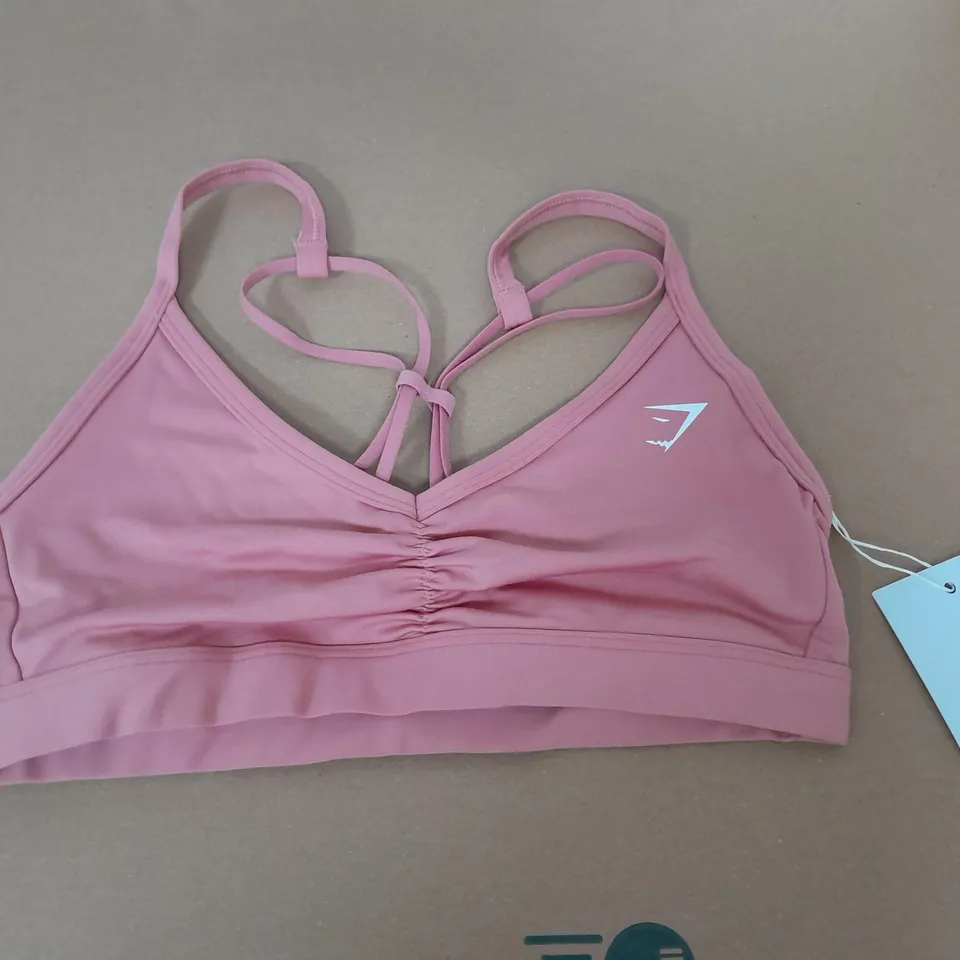 GYMSHARK RUCHED STRAPPY SPORTS BRA - SIZE SMALL