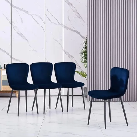 BOXED SET OF 2 GOLDFAN SET OF 2 BLUE VELVET DINING CHAIRS (1 BOX)
