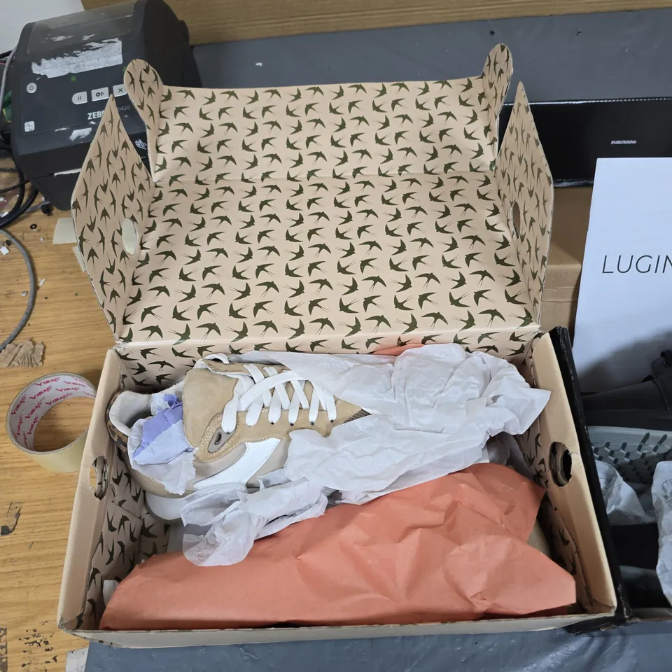 LUGINGER WOMEN'S SHOES – BOOTS & SNEAKERS SET (BOXED) ALONG WITH A JOB LOT OF ASSORTED HOUSEHOLD ITEMS APPROXIMATELY 7 ITEMS.
