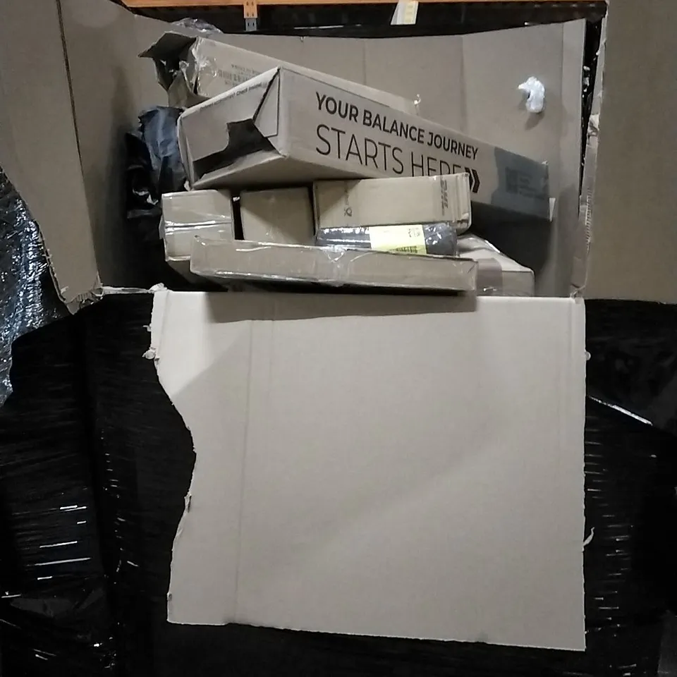 PALLET OF HOUSEHOLD ITEMS TO INCLUDE BED RAIL FOR ELDERLY, PET ROLLING CARRIER, BED RAIL FOR BABY, POTS AND PANS ORGANISER RACK AND OTHER ASSORTED ITEMS...