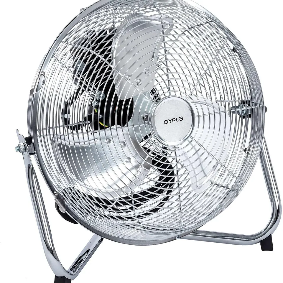 OYPLA 3 SPEED FLOOR STANDING GYM FAN HYDROPONIC (CHROME, 12 INCH)