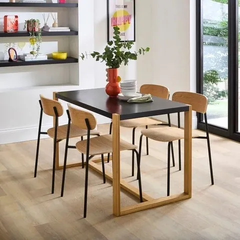 BOXED ARNIE RECTANGLE 4 SEATER DINING TABLE - BLACK (1 BOX)